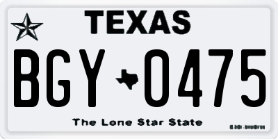 TX license plate BGY0475