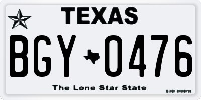 TX license plate BGY0476