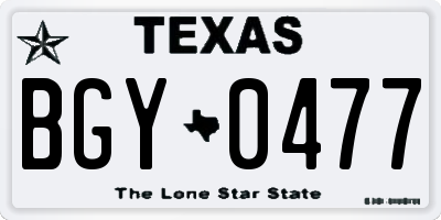 TX license plate BGY0477