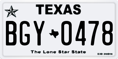 TX license plate BGY0478