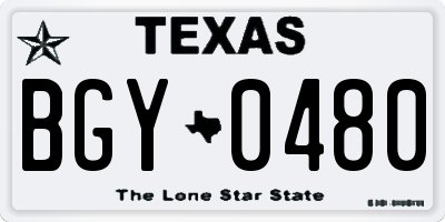 TX license plate BGY0480