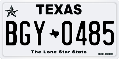 TX license plate BGY0485