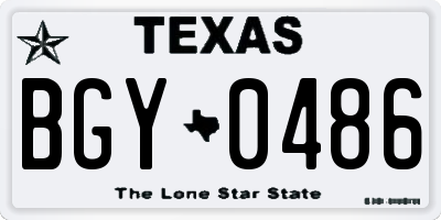 TX license plate BGY0486