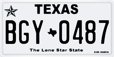 TX license plate BGY0487