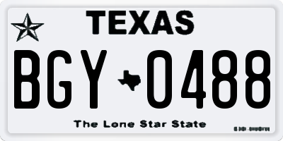 TX license plate BGY0488