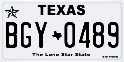 TX license plate BGY0489