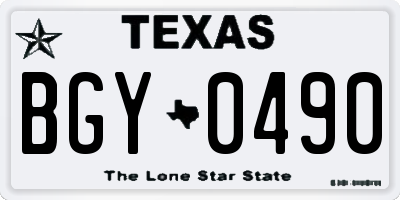 TX license plate BGY0490