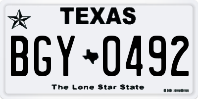 TX license plate BGY0492