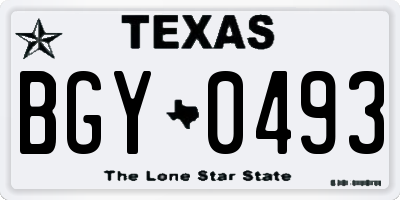 TX license plate BGY0493