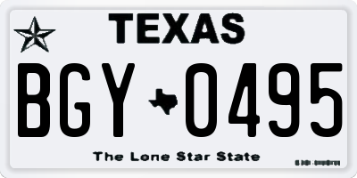 TX license plate BGY0495