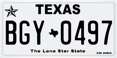 TX license plate BGY0497