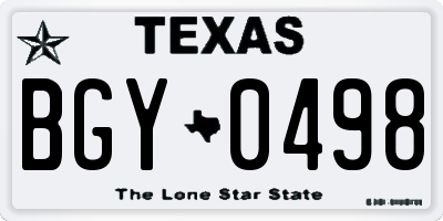 TX license plate BGY0498