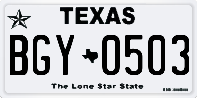 TX license plate BGY0503