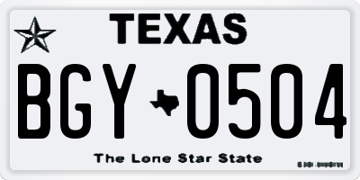 TX license plate BGY0504
