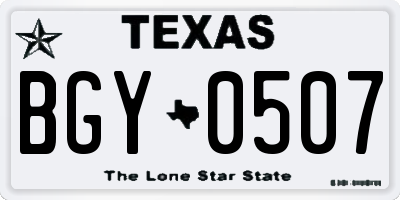 TX license plate BGY0507