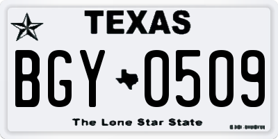 TX license plate BGY0509