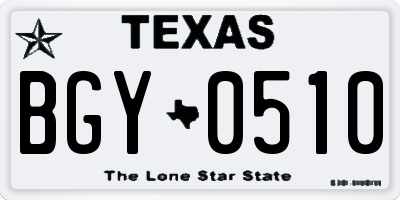 TX license plate BGY0510