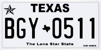 TX license plate BGY0511