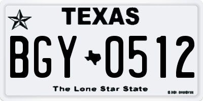 TX license plate BGY0512