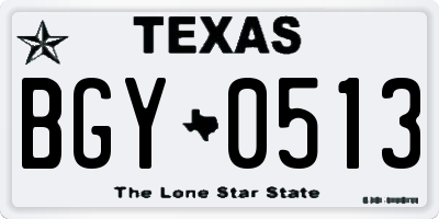 TX license plate BGY0513