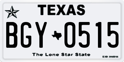 TX license plate BGY0515