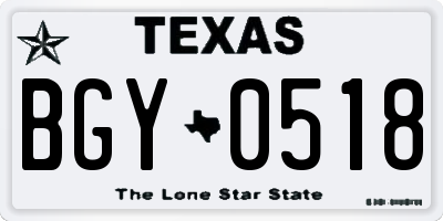 TX license plate BGY0518