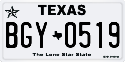TX license plate BGY0519