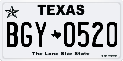 TX license plate BGY0520