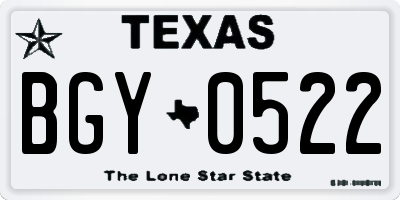 TX license plate BGY0522