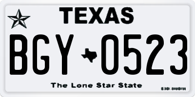 TX license plate BGY0523