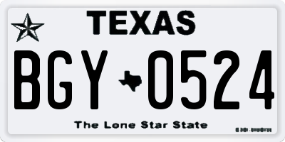 TX license plate BGY0524