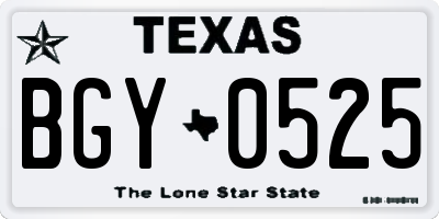 TX license plate BGY0525