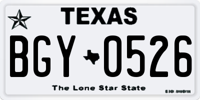 TX license plate BGY0526