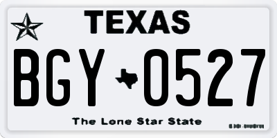 TX license plate BGY0527