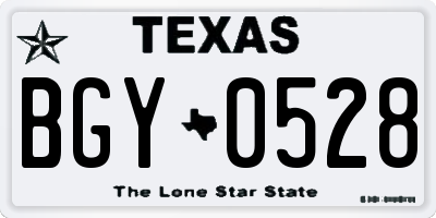 TX license plate BGY0528