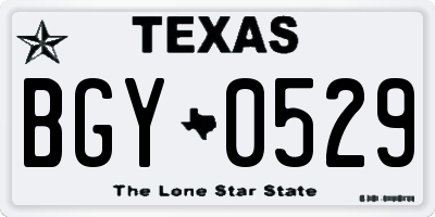 TX license plate BGY0529