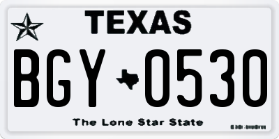 TX license plate BGY0530