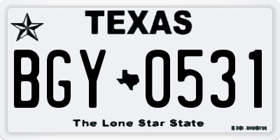 TX license plate BGY0531