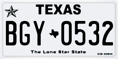 TX license plate BGY0532
