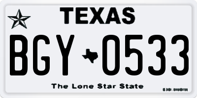 TX license plate BGY0533