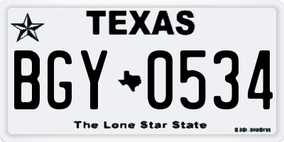 TX license plate BGY0534