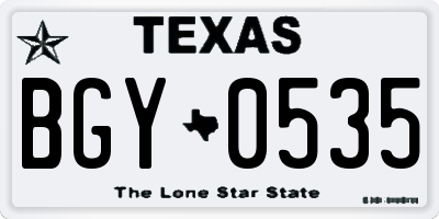 TX license plate BGY0535