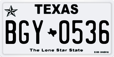 TX license plate BGY0536
