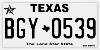 TX license plate BGY0539