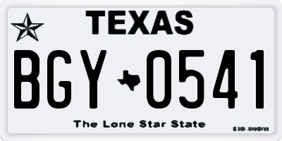 TX license plate BGY0541