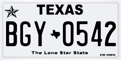TX license plate BGY0542