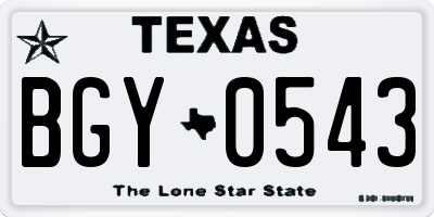 TX license plate BGY0543