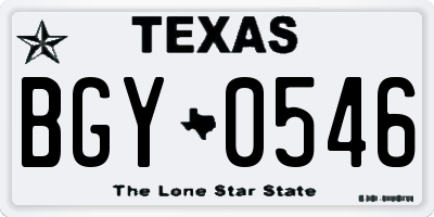 TX license plate BGY0546
