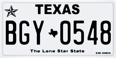 TX license plate BGY0548