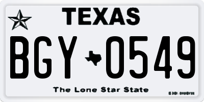 TX license plate BGY0549